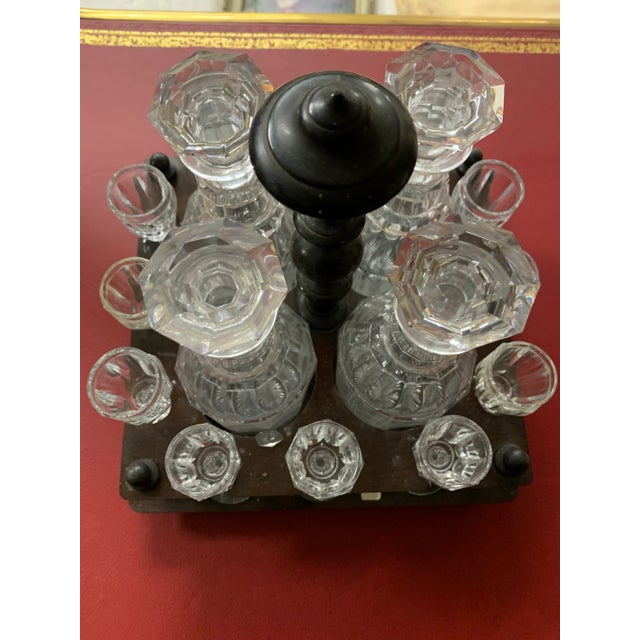 Mid-Century Modern Wood & Crystal Liquor Cabinet, 16 Pieces For Sale - Image 3 of 6