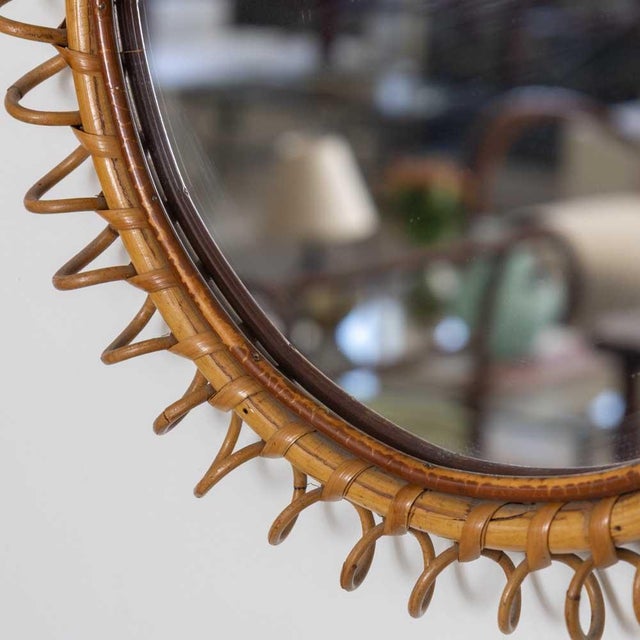 1960s Italian Spiral Rattan Mirror For Sale - Image 9 of 9