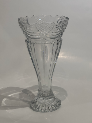 Late 20th Century Waterford Cut Crystal Scalloped Rim Footed Vase, 12”