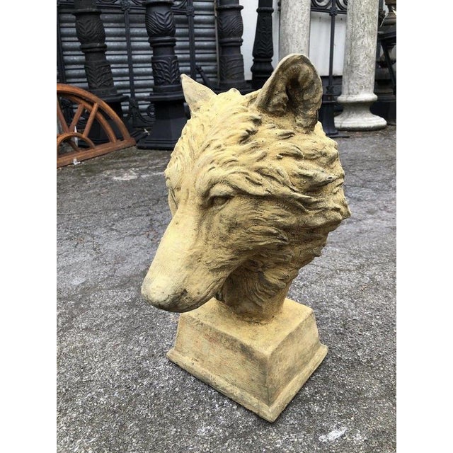 English Cast Stone Wolf Head Bust For Sale - Image 9 of 17