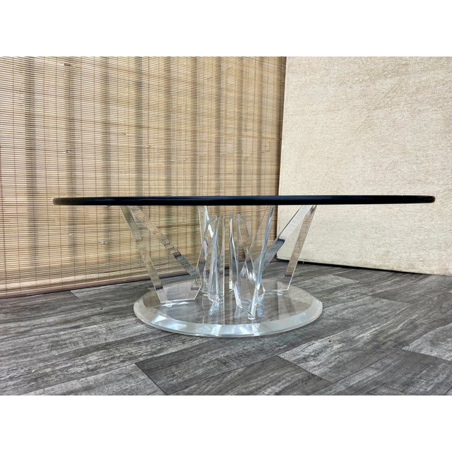 Hollywood Regency Stalagmitel Lucite Base With Glass Top Coffee Table. Circa 1970s For Sale - Image 16 of 18