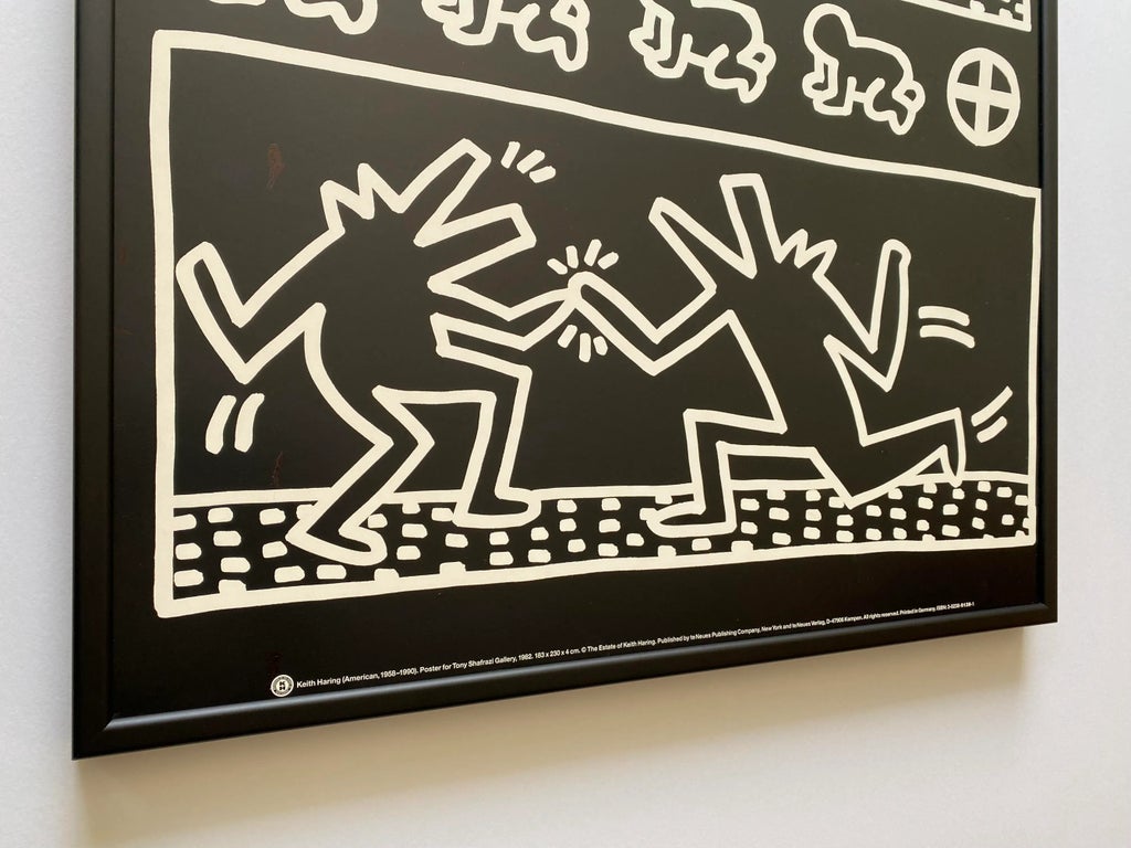 Keith Haring Estate Vintage 1993 Lithograph Print Framed Pop Art