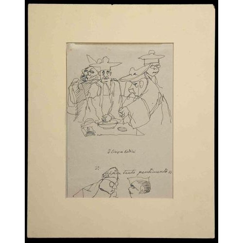 The Five Codes is an original drawing in Pen realized by an anonymous artist in the Mid-20th Century Good conditions...