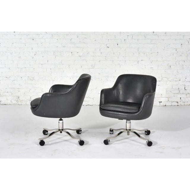 Nicos Zographos Gray Leather Office/Desk Chairs, 1980 For Sale In Chicago - Image 6 of 13