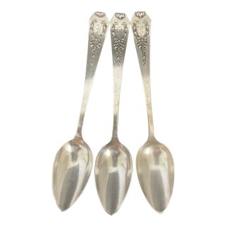 C. Preusser Jewel Co. Madam Jumel Sterling Five O'Clock Spoons With Mono I, Set of 3 For Sale