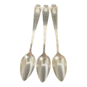 C. Preusser Jewel Co. Madam Jumel Sterling Five O'Clock Spoons With Mono I, Set of 3