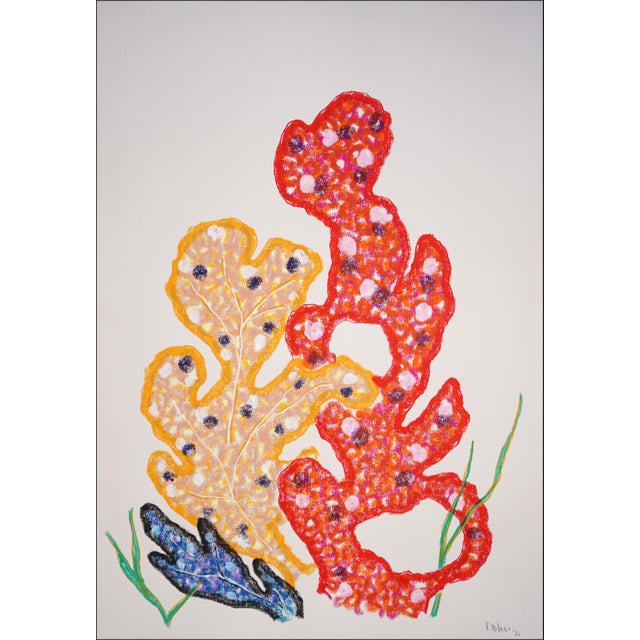 Yellow Coral Bouquets, Modern Coastal Diptych, Illustration Style, Gouache Crayon on Watercolor Paper, 2026 For Sale In Miami - Image 6 of 10
