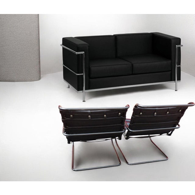 1970s Premium MCM Sophisticated Reproduction of the Lc2 Petit Modele Two-Seat Loveseat. For Sale - Image 5 of 12