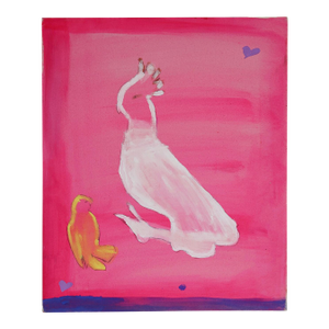 "Two Little Birds (P0862)" Original Contemporary Painting by Mireya Betances