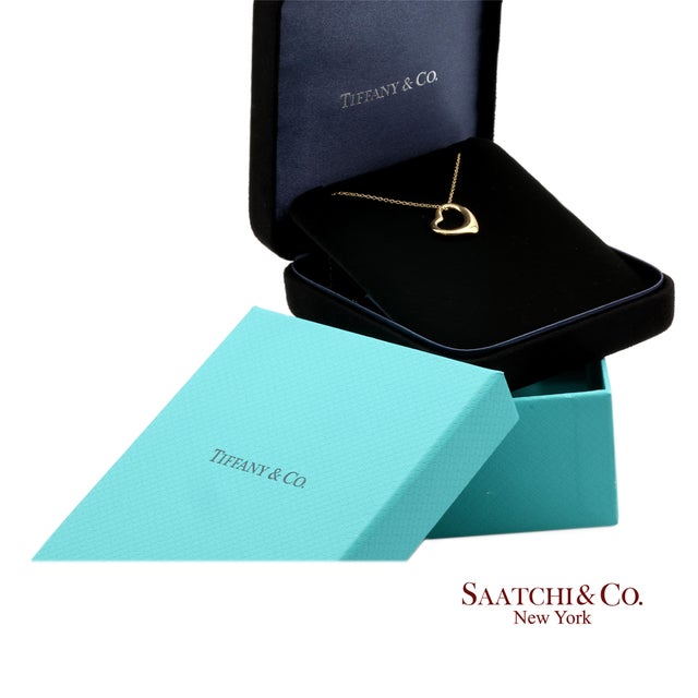 Tiffany & Co. Elsa Peretti 18k 750 Yellow Gold Open Heart Pendant Necklace For Sale - Image 10 of 14