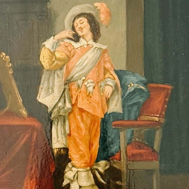 Mid 19th Century 19th Century Italian Cavalier Portrait Oil Paintings in Ornate Giltwood Frames, 1850 & Signed - A Pair For Sale - Image 5 of 15