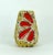 Mid-Century West German Fat Lava Ceramic Vase with Beige on Dark Brown Glaze & Red Leaf Decoration from Emons & Soehne For Sale - Image 10 of 10