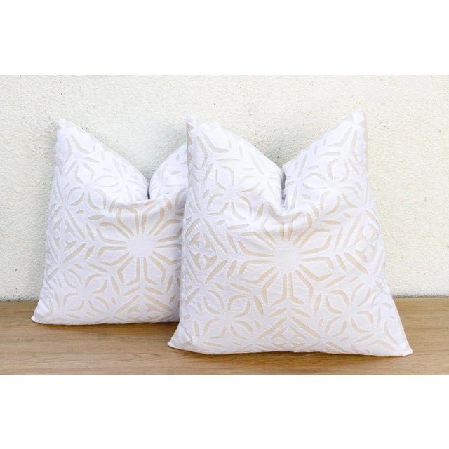 Boho Chic Marble Scroll, Pair of Appliqué Pillow Covers For Sale - Image 3 of 10