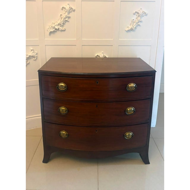 Antique Georgian Mahogany Bow Front Chest of Drawers, 1800 For Sale - Image 3 of 11
