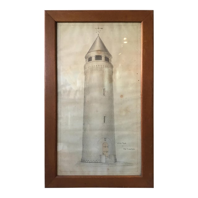1930s Large Drawing of Water Tower at Fort Ethan Allen For Sale