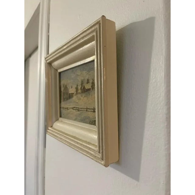 Lovely one of a kind petite original oil on wood painting of American pastoral scene signed by American artist ORHT....