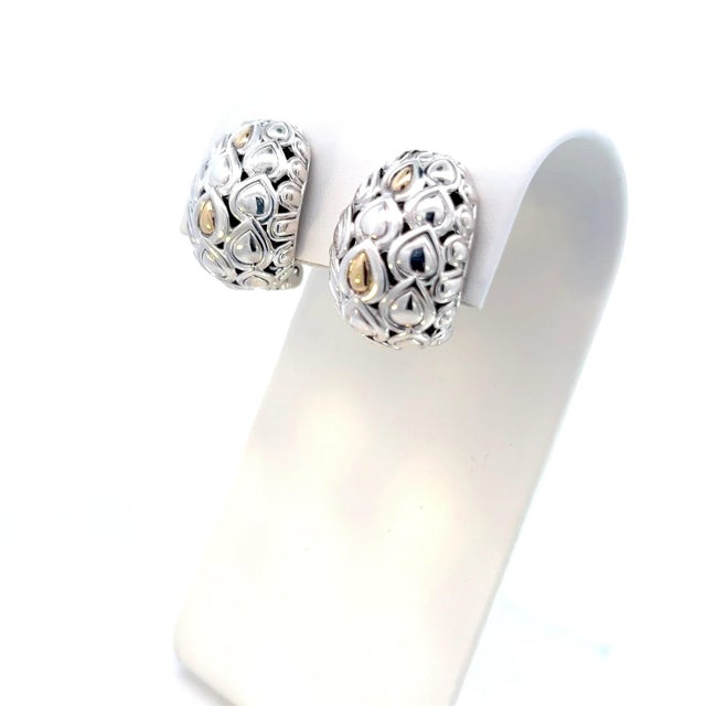 Contemporary 1990s John Hardy Estate Earrings Sterling Silver 14k Y Gold, 2 Pieces For Sale - Image 3 of 8