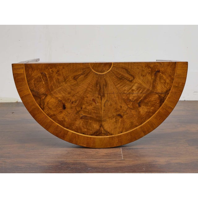 19th Century Italian Walnut Demi-Lune Table With Satinwood Inlay and Rear Drawer For Sale In Atlanta - Image 6 of 10