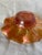 Orange Early 1900s Northwood Stamped Hand Etched Iridescent Marigold Rosette Glass Ruffled Bowl For Sale - Image 8 of 11