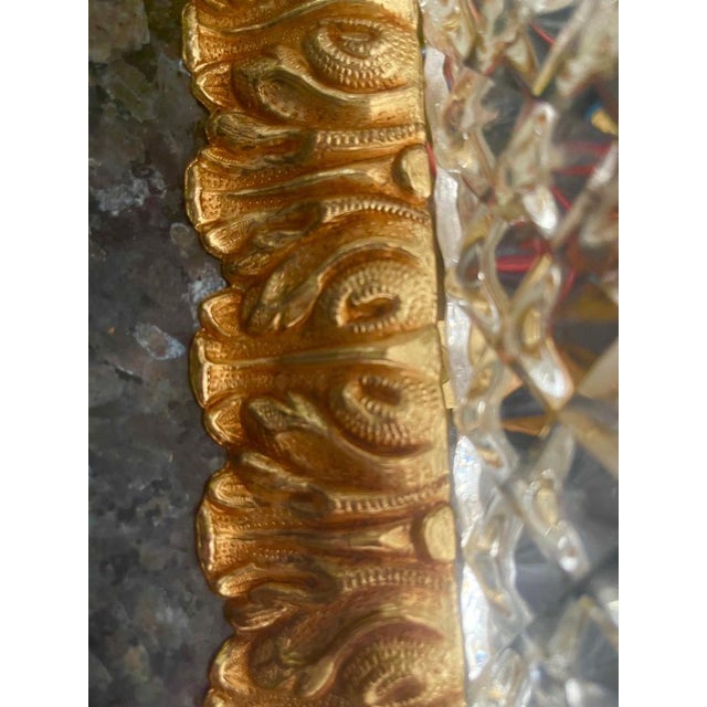 Hollywood Regency Vintage Diamond-Cut Crystal and Gilt Bronze Sconces from Glashütte Limburg, 1950, Set of 4 For Sale - Image 3 of 8