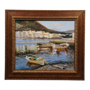 Rosa Canto Spanish Impressionist Seascape Boats Harbour Oil Painting