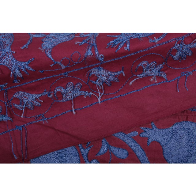 1970s Red Suzani Textile Art From Uzbekistan 3'1'' X 6'3'' For Sale - Image 9 of 10