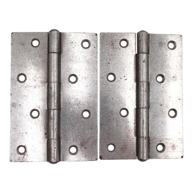 Pair of Vintage 4 X 5.875 In. Steel Stanley Door Hinges For Sale