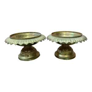 Pair of 1970s Reticulated Brass Bowls