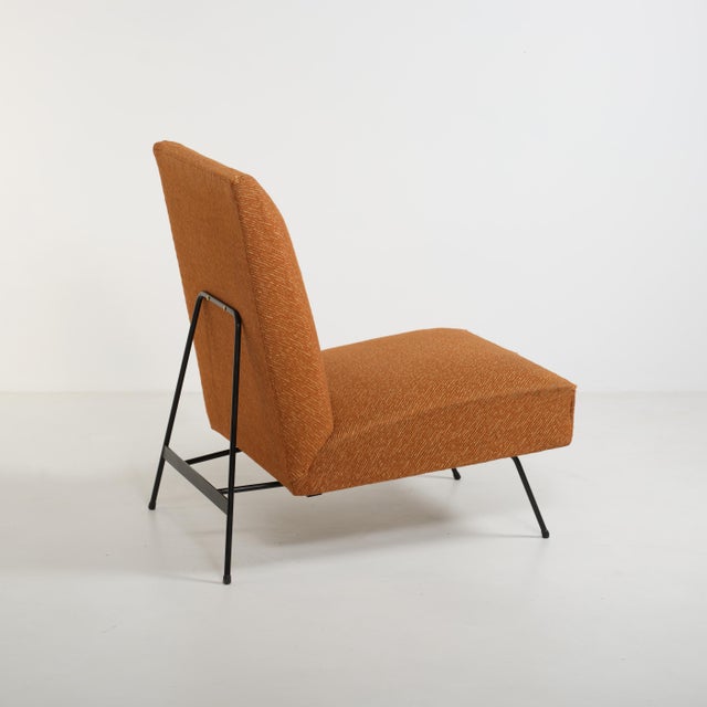 Mid-Century Modern Vintage Italian Lounge Chair with Original Upholstery and Black-Lacquered Metal by Mario Franchioni, 1950s For Sale - Image 3 of 10