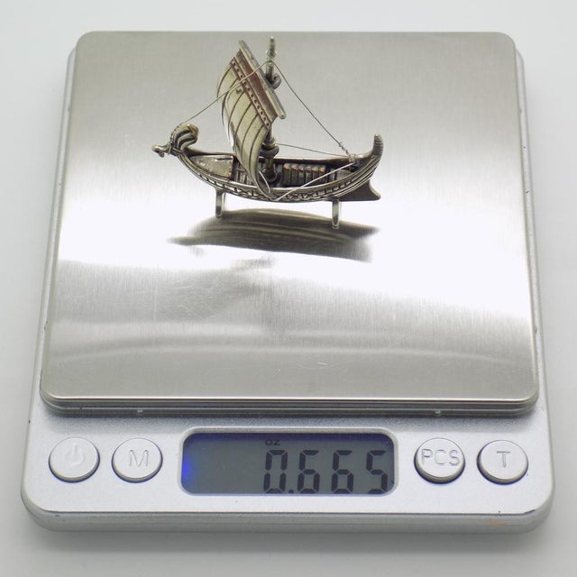 Vintage Italian Handmade Silver Ship Figurine, 1980s For Sale - Image 10 of 12