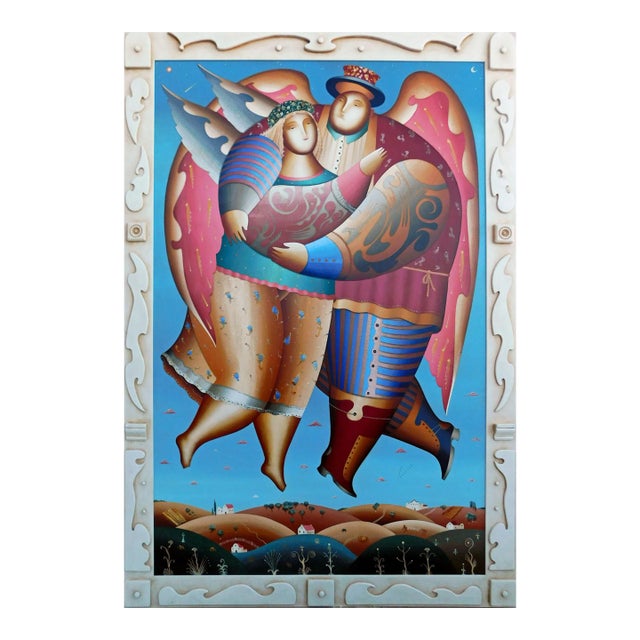 Anton Arkhipov Enamored Original Russian Painting With Custom Frame Art Artwork For Sale