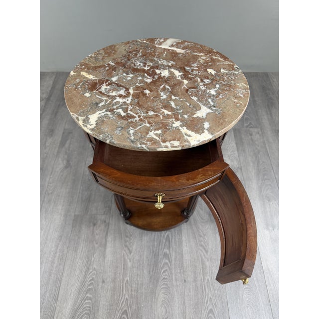 Tan 19th Century Louis XVI Half-Moon Side Table in Mahogany and Marble, 1920s For Sale - Image 8 of 12