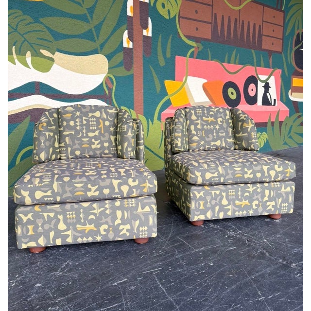 Mid-Century Modern Reupholstered Postmod Henredon Folio 500 Club Chair Pair For Sale - Image 3 of 12