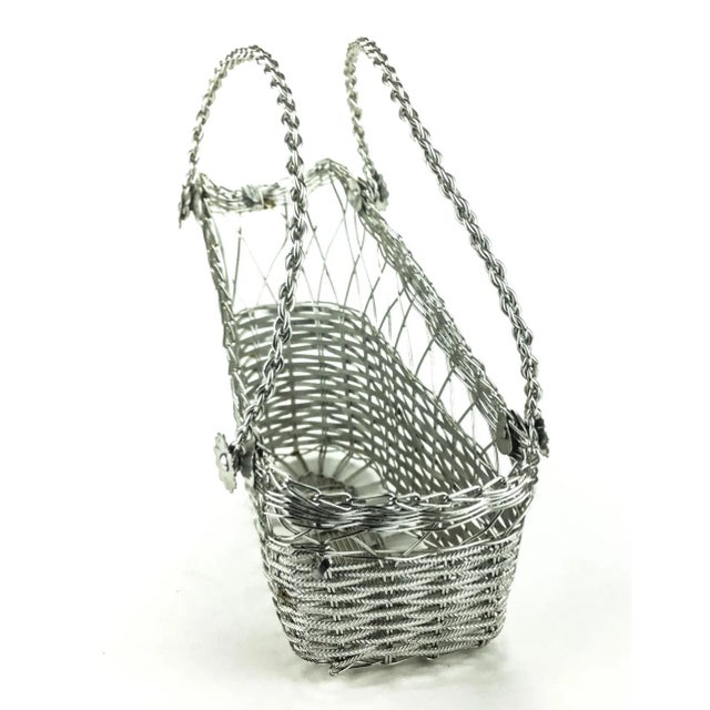 2000 - 2009 Silver Tone Wire Basket Wine Holder For Sale - Image 5 of 11