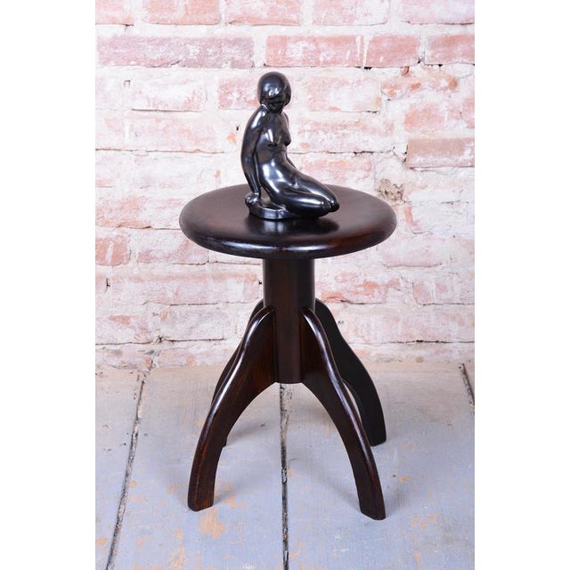 Art Deco Piano Stool in Beech and Iron, Czech, 1940s For Sale - Image 9 of 10