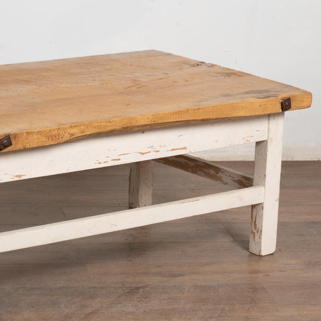 Rustic White 20th Century Pine Farmhouse Coffee Table For Sale - Image 6 of 14