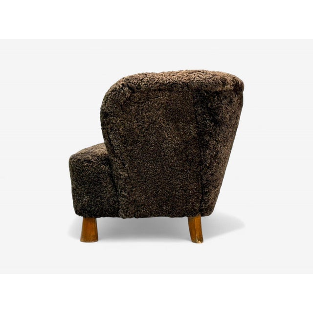 Brown Danish Mid-Century Modern, Beech, Brown Sheepskin, Sofa, Denmark, 1930s For Sale - Image 8 of 9