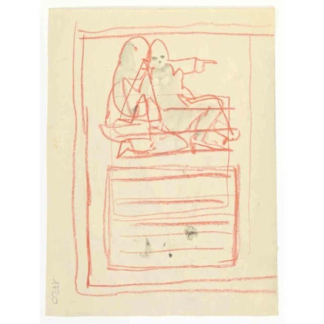 Mightiest on Earth is a Watercolor Drawing realized by Mino Maccari (1924-1989) in the 1960s. Hand-signed on the lower...