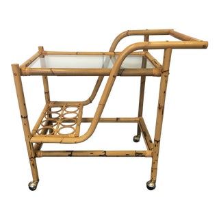 Vintage Bamboo & Rattan Bar Cart For Sale