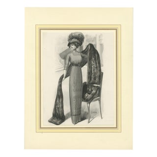 Ferdinand-Léon Ménétrier, Fur Fashion Design, 1910, Watercolor and Gouache on Cardboard For Sale
