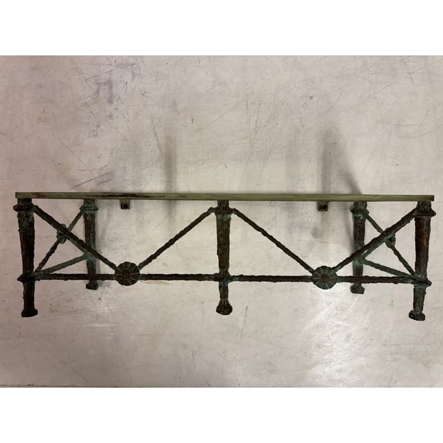 Bronze and Marble Wall-Mounted Console in the style of Giacometti, 1960s For Sale - Image 6 of 15