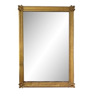 19th Century French Empire Large Ripple Mirror With Medallion Corners For Sale