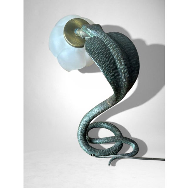 Metal Mid 20th Century Italian Art Deco Table Lamp in Metal and Frosted Glass For Sale - Image 7 of 18