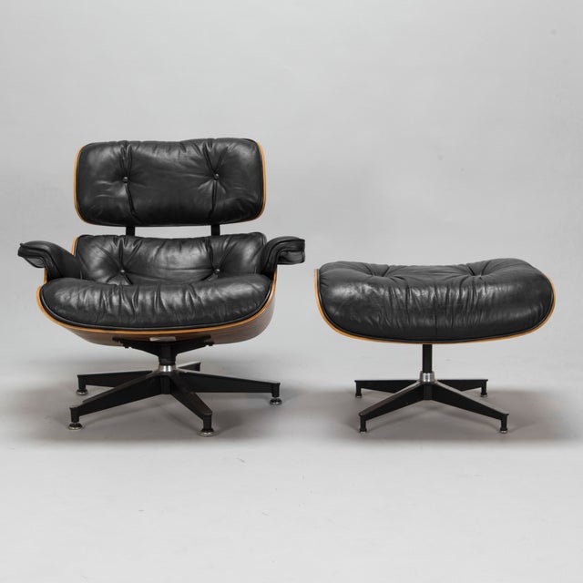 Eames Charles and Ray Eames Lounge Chair 670 671 Ottoman Herman Miller For Sale - Image 4 of 9
