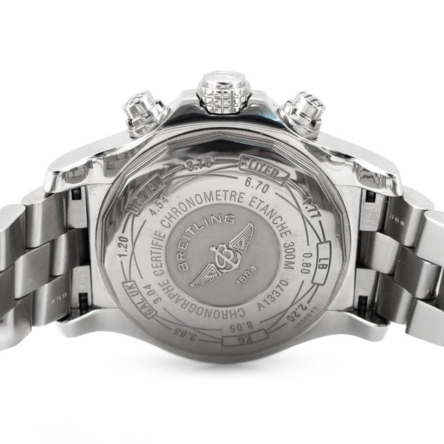 Early 21st Century Breitling Super Avenger 48mm A13370 Black Dial Stainless Steel Automatic Watch For Sale - Image 5 of 9