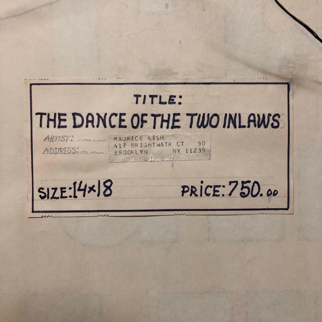 Mid 20th Century Maurice Kish, Dance of the In laws Wedding Scene Judaica Shtetl Oil Painting WPA Jewish Artist For Sale - Image 5 of 5