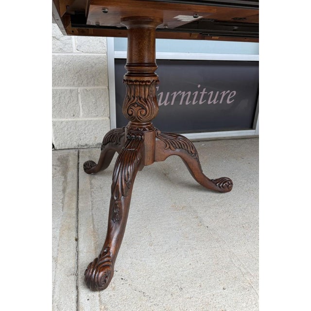 Drexel Heritage Banded Mahogany Double Pedestal Dining Table With Two Leaves For Sale - Image 10 of 17