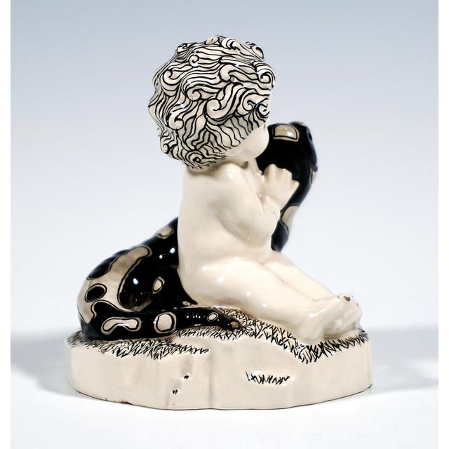 Seated Putto with Salamander attributed to Anton Klieber for Vienna Ceramics, 1913 For Sale - Image 3 of 7