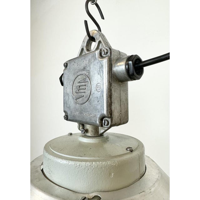 Gray Industrial Aluminium Light with Milk Glass Cover from Elektrosvit, 1970s For Sale - Image 8 of 16