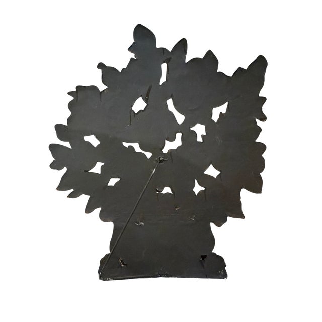 Green Vintage Folk Art Hand-Painted Tole Floral Fireplace Screen For Sale - Image 8 of 13